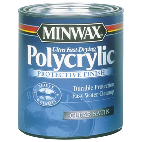 Minwax Polycrylic 63333444 Protective Finish Paint, Satin, Liquid, Clear, 1 qt