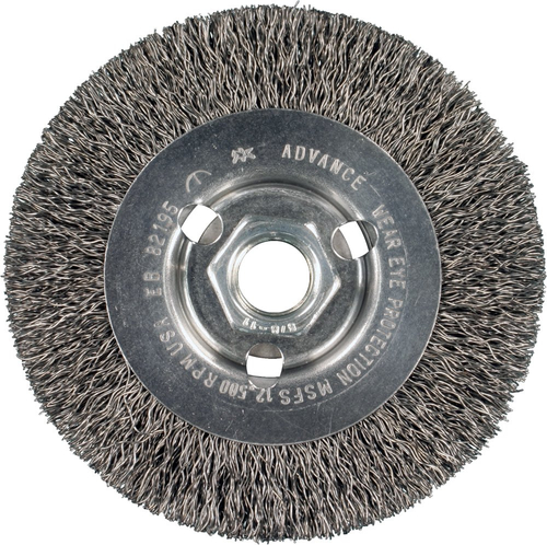 PFERD 82195P Threaded Wheel Brush, 4 in Dia, 5/8-11 Arbor/Shank, Crimped Bristle