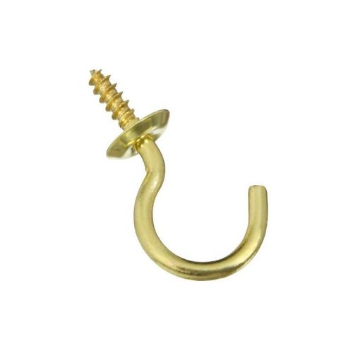 National Hardware V2021 Series N119-669 7/8 in Cup Hook, 0.37 in Opening, 1.31 in L, Solid Brass