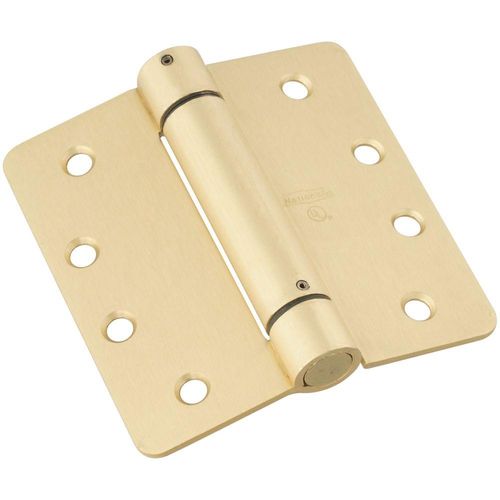 National Hardware V521 Series N185-207 Spring Hinge, 4 in x 4 in, Cold Rolled Steel, Brass