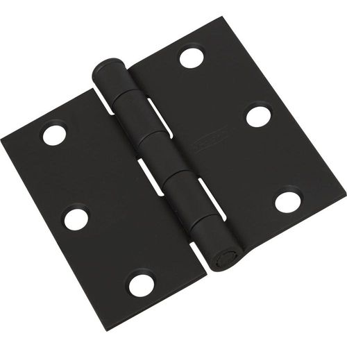 National 512 Series N241-182 Square Corner Door Hinge, 3 in, Cold Rolled Steel, Black