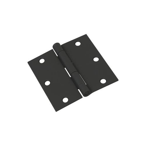 National 512 Series N241-190 Square Corner Door Hinge, 3-1/2 in, Cold Rolled Steel, Black