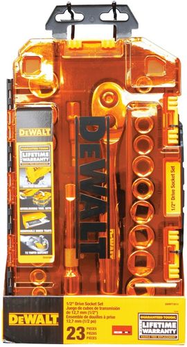 DEWALT DWMT73813 1/2" Drive Combination Socket Set, 23 Pieces