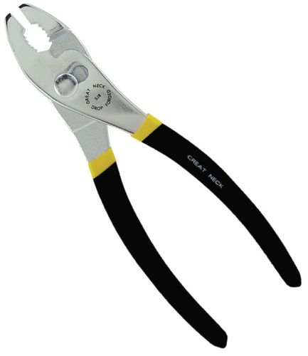 GreatNeck SJ8C Slip Joint Plier, 8 in OAL, Black/Red Handle, Comfort-Grip, Ergonomic Handle