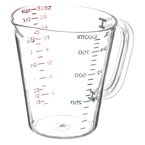 CARLISLE 4314307 Commercial Measuring Cup, 1 qt Capacity, Imperial, Metric Graduation