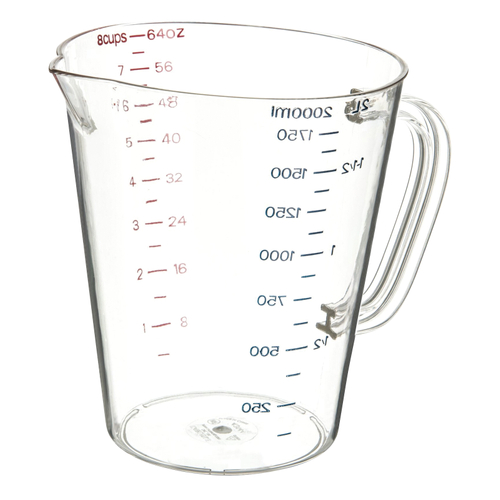 CARLISLE 4314407 Commercial Measuring Cup, 0.5 gal Capacity, Imperial, Metric Graduation