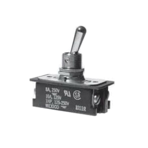 SELECTA SS210-9-BG Heavy-Duty Utility Toggle Switch, 8/16 A, 125/240 VAC, 1 -Position, DPST, Silver