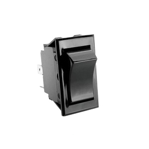 SELECTA SS1104-R-125-B Rocker Switch, 10/15 A, 125/250 VAC, DPST, Quick-Connect Terminal, Black