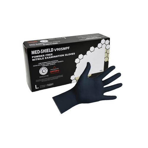 SEATTLE GLOVE V905MPF-M Disposable Gloves, M, Nitrile, Powder-Free, Black, 260 mm L