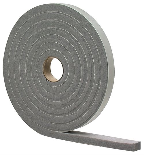 M-D 02253 Foam Tape, 3/8 in W, 17 ft L, 3/16 in Thick, PVC, Gray