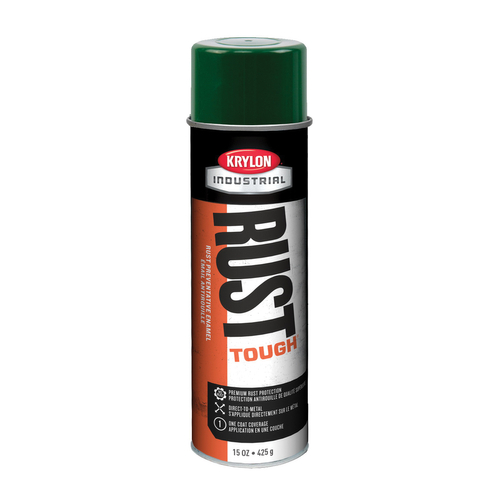 Krylon Rust Tough K00379007 Enamel Spray Paint, Gloss, Dark Green, 15 oz, Can