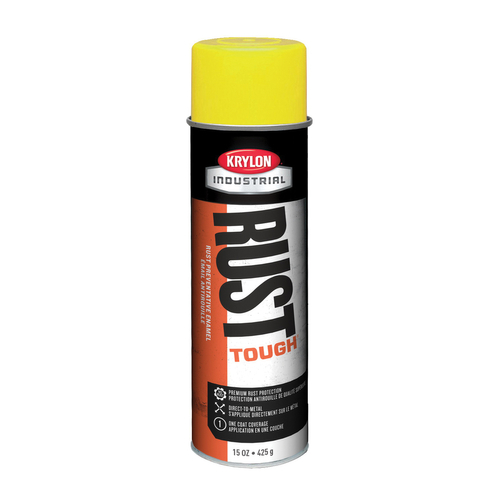 Krylon Rust Tough K00439007 Safety Spray Paint, Gloss, Safety Yellow, 15 oz, Can