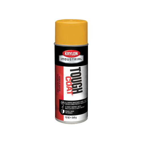Krylon Tough Coat A01321007 Enamel Spray Paint, Gloss, Old Caterpillar Yellow, 12 oz, Can