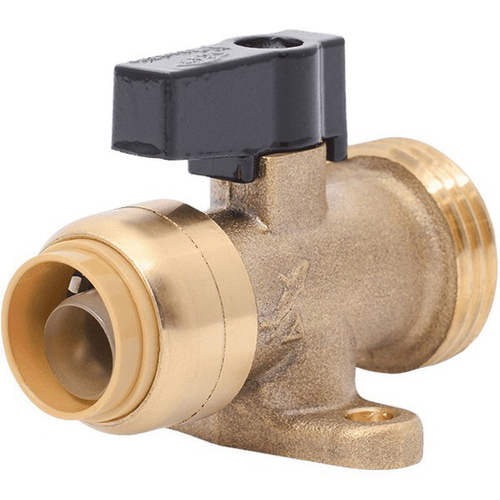 SharkBite 25559LF Straight Stop Valve, 1/2 x 3/4 in Connection, Push-Fit x MHT, 200 psi Pressure, Qu