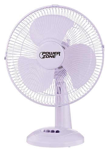 PowerZone FT-30 Oscillating Table Fan, 120 V, 12 in Dia Blade, 3-Speed, 882 cfm Air, 72 in L Cord
