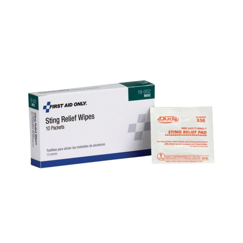 FIRST AID ONLY 19-002 Sting Relief Wipes, 10-Piece