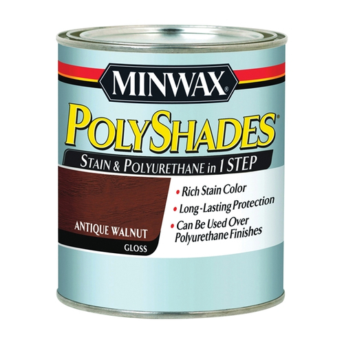 Minwax PolyShades 61440444 Wood Stain and Polyurethane, Antique Walnut, Liquid, 1 qt, Can
