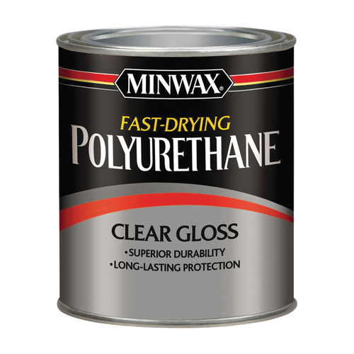 Minwax 63000444 Polyurethane, Gloss, Liquid, Clear, 1 qt, Can