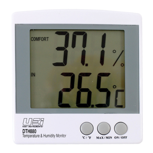 UEi DTH880 Thermo Hygrometer, -58 to 158 deg F Temperature Range, 20 to 99.9 % Humidity Range