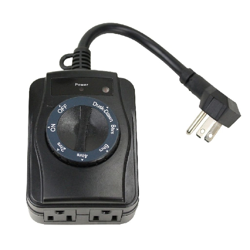 PowerZone TNOCD002 Countdown Timer with Photosensor, 15 A, 125 V, 1875 W, 2 -Outlet, Black