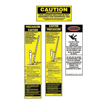 WERNER LAE100 Safety Instruction Label, For: Aluminum Extensions