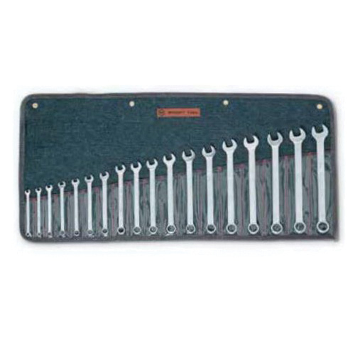 WRIGHT 758 Combination Wrench Set, 18-Piece, Steel, Chrome, Specifications: Metric Measurement