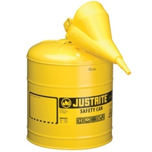 JUSTRITE 7150210 Safety Can, 5 gal, Steel, Yellow, Powder-Coated