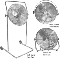 Airmaster I-18YM Work Station Fan, 1 -Phase, 115 V, 18 in Dia Blade, 3 -Blade, 3 -Speed