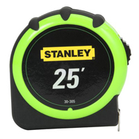 Stanley 30-305 Measuring Tape, 25 ft L Blade, High Visibility Black/Green Case