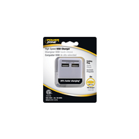 PowerZone ORUSB340 AC Compact USB Charger with Light, 3.4 A, 2-USB Port, White