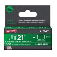 Arrow 214 Genuine JT21/T27 1/4-Inch Staples, 1,000-Pack