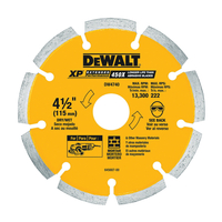 DeWALT DW4740 Circular Saw Blade, 4-1/2 in Dia, 5/8 in Arbor, Diamond Cutting Edge, Applicable Mater