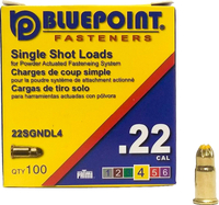 BLUE POINT FASTENERS 22SGNDL4 Low Velocity Single Shot Load, 0.22 Caliber, Power Level: #4, Yellow C