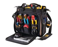 CLC Tool Works Series 1537 Multi-Compartment Tool Carrier, Polyester, Black/Brown