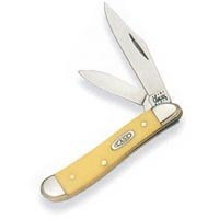 Case 030 Peanut Pocket Knife with Chrome Vanadium Blades, Yellow Synthetic