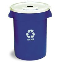 CONTINENTAL Huskee 3200-1 Recycling Receptacle, 32 gal Capacity, Plastic, Blue