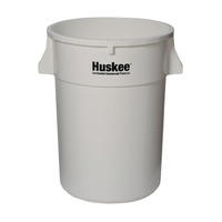 CONTINENTAL Huskee 4444WH Round Receptacle Trash Can, 44 gal Capacity, Plastic, White