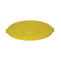 CONTINENTAL Huskee 4445YW Flat Receptacle Lid, Plastic, Yellow, For: 44 gal Trash Can