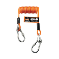 Ergodyne Squids Series 19131 Coiled Cable Tool Lanyard, Standard, 48 in L, 5 lb Working Load, Orange