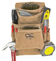 CLC Tool Works I923X Nail and Tool Bag, 10 Pocket, Suede Leather, Tan
