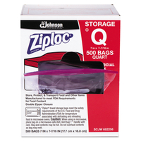 Ziploc 682256 Storage Bag, 1 qt Capacity, Plastic, Clear