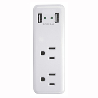 PowerZone ORUSB242 Outlet Charger, 2.4 A, 2-USB Port, 2-Outlet, White