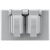 Cooper Wiring Devices S1952 Non-Metallic 1-Gang Weatherproof Duplex Receptacle Cover 2 Lids, Gray