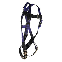 FALLTECH 7016 Contractor Full Body Harness, One-Size, 425 lb, Polyester Webbing, Black/Blue