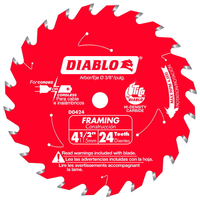 Diablo D0424X Saw Blade, 4-1/2 in Dia, 3/8 in Arbor, 24-Teeth, Applicable Materials: Wood