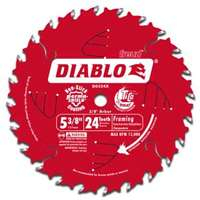 Diablo D0524X Circular Saw Blade, 5-3/8 in Dia, 0.393 in Arbor, 24-Teeth, Carbide Cutting Edge