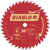 Diablo D0640X Circular Saw Blade, 6 in Dia, 1/2 in Arbor, 40-Teeth, Carbide Cutting Edge