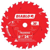 Diablo D0624VPX Framing Saw Blade Pack, 6-1/2 in Dia, 5/8 in Arbor, 24-Teeth, Carbide Cutting Edge