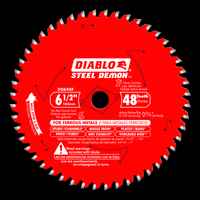 Diablo D0648F Circular Saw Blade, 6-1/2 in Dia, 5/8 in Arbor, 48-Teeth, Carbide Cutting Edge