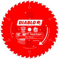 Diablo D1040X Circular Saw Blade, 10 in Dia, 5/8 in Arbor, 40-Teeth, Carbide Cutting Edge